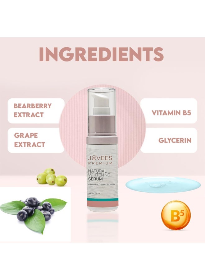 Jovees Premium Natural Whitening Serum | Brightens Dull Skin | Gives Clear And Glowing Skin | Lightweight & Fast Absorbing | Suitable For All Skin Types | 50ml - Image 3